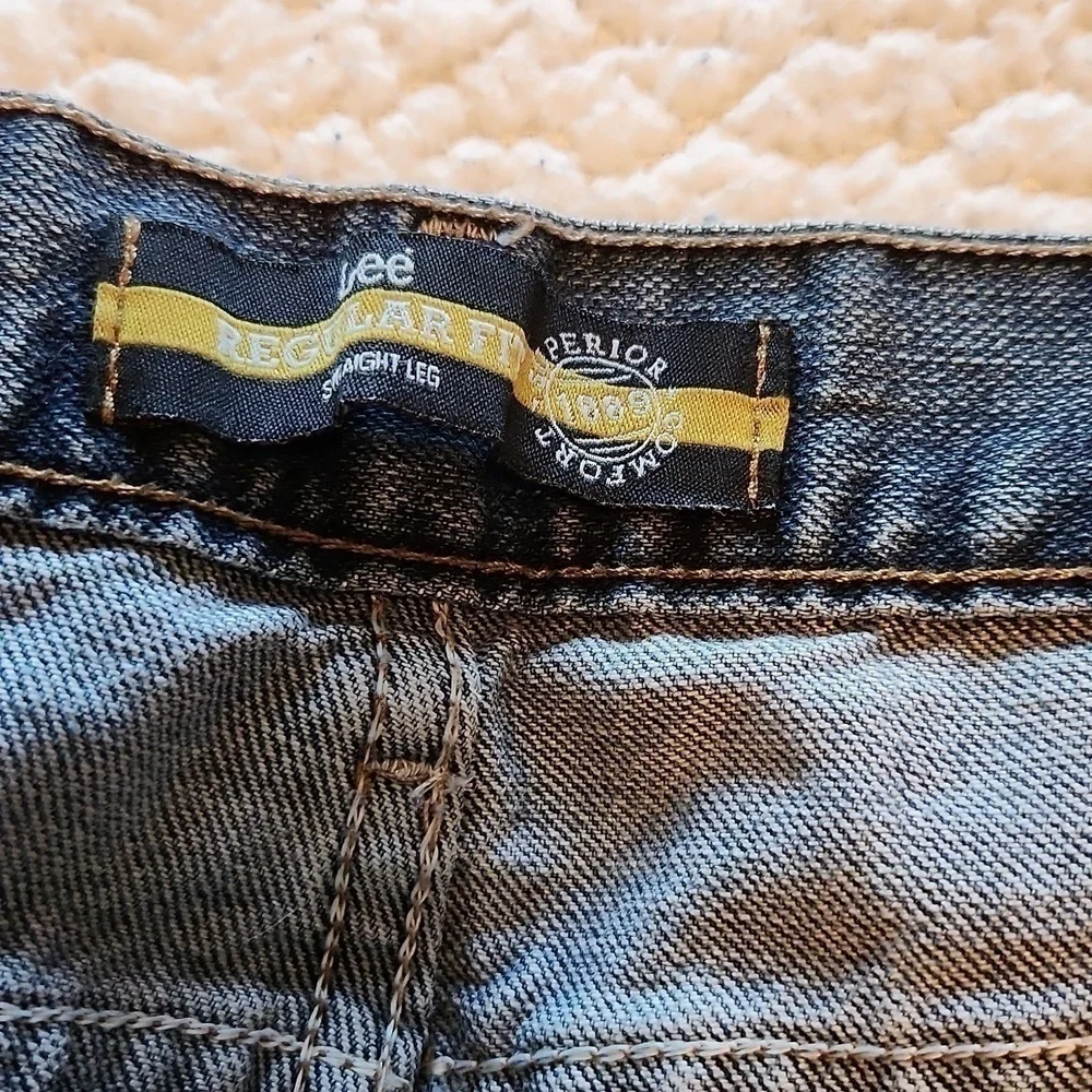 Lee regular fit straight leg acid washed distressed jeans